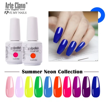 

Arte Clavo Neon Gel Polish Varnishes Hybrid Nails For Manicure 15ML Soak off Primer Base Top Coat Red Yellow Gel Nail Polish