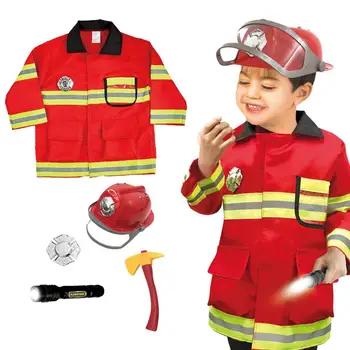 

Children's Firefighter Suit Role-playing Props Holiday Fireman Costume Toy For Kid Pretend Role Play