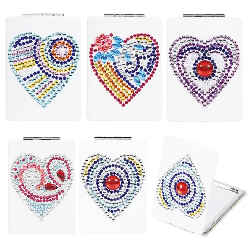 

DIY Heart Special Shaped Diamond Painting Mini Makeup Mirror Rectangle Foldable Compact Makeup Folding Mirror