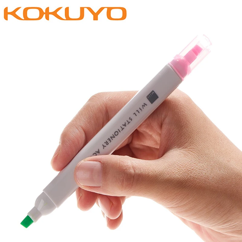 Светящаяся ручка KOKUYO WiLL 2 цветная флуоресцентная маркерная с двумя головками