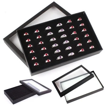 

Exquisite Practical Fine 36 Slots Ring Storage 1PC Jewelry Organizer Holder Ear Display Box Black White