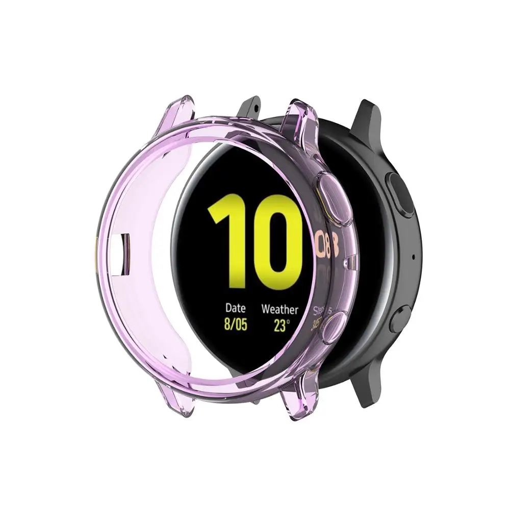 Purple Мягкий защитный силиконовый из ТПУ чехол для samsung galaxy watch active 2 44 мм 40 мм SM-R830 R820 чехол Сменные аксессуары - Цвет ремешка: Purple