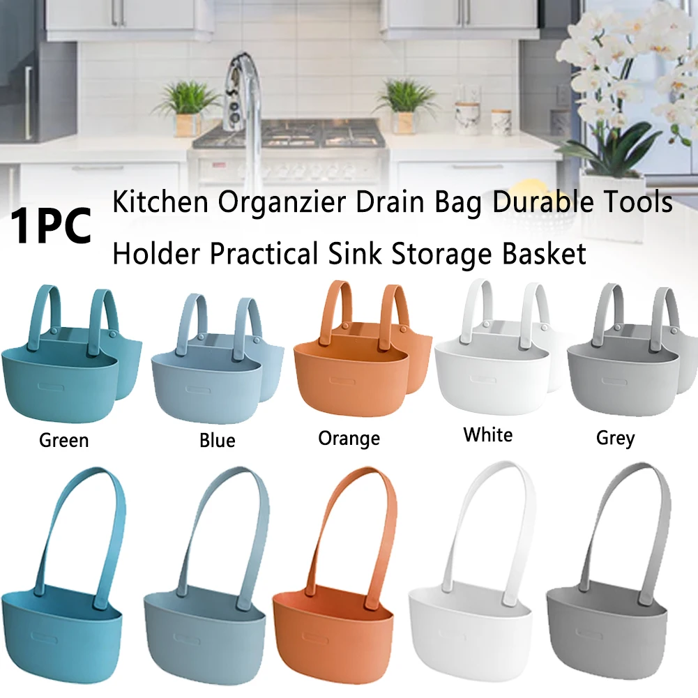 Kitchen Organzier Multicolored Bathroom Space Saving Drain Bag Hanging Sink Storage Basket Durable Easy Clean Tools Holder Home