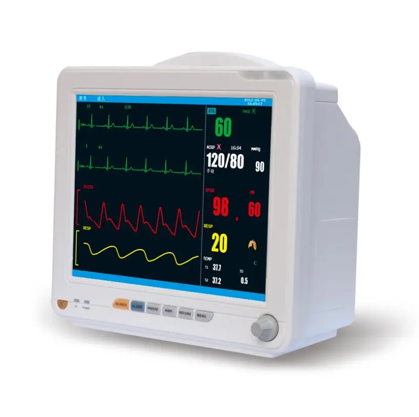

Health Care ICU Patient Monitor Pulse Rate Blood Pressure SpO2, PR/HR, NIBP, ECG, RESP, 2-TEMP Temperature Oximeter Portable