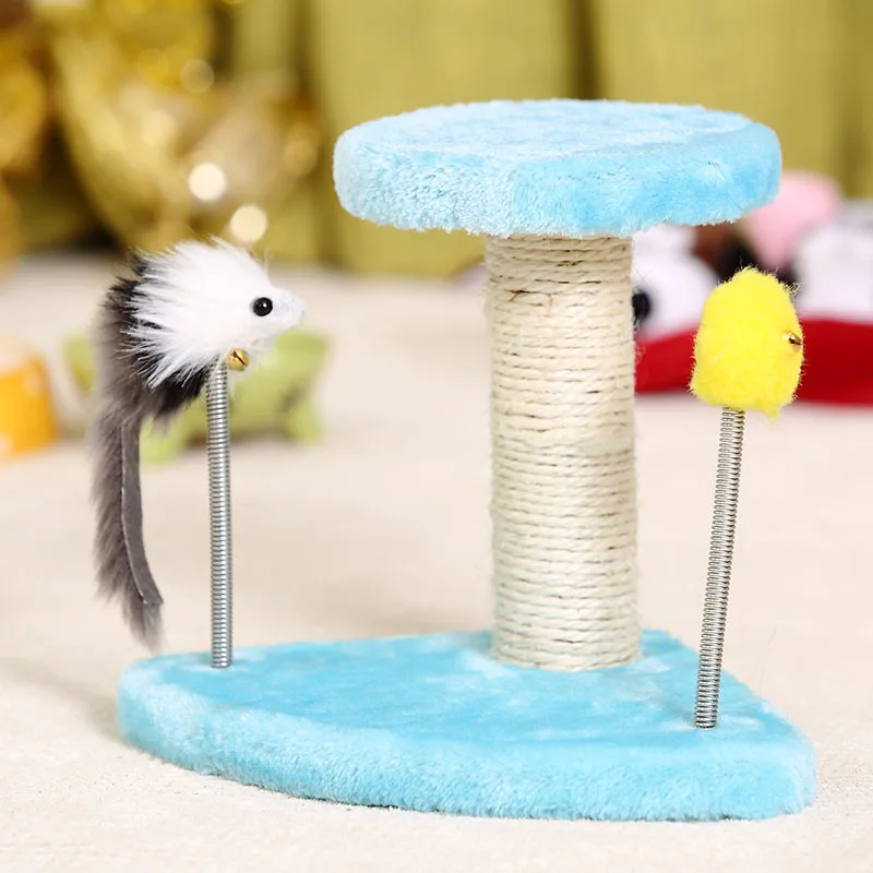 

Elly Pet with Spring Triangular End Cat Climbing Frame Mini Cat Teaser Toy Column Cat Tree Jumping Platform Candy-Colored Cat Cl