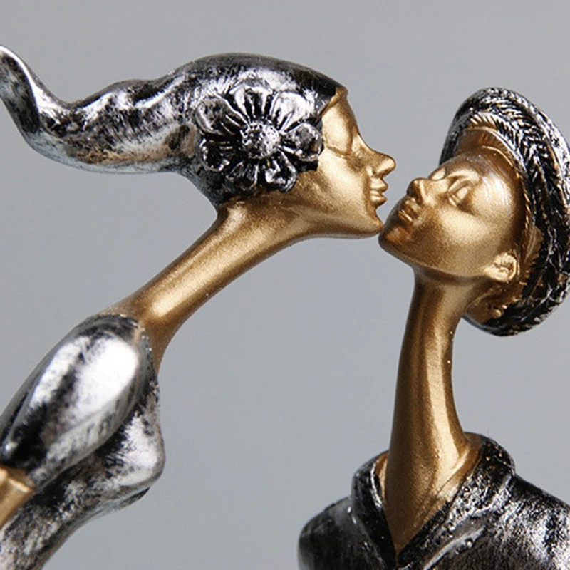 Поцелуй Статуэтка пары смолы ручной работы влюбленных Статуя Статуэтка для украшения дома дизайн любовь ремесло для домашнего офиса