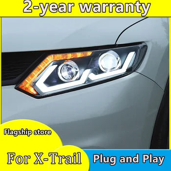 

Car Styling for Nissan X-Trail Headlights 2014-2016 for X-Trail LED Headlight DRL Lens Double Beam H7 HID Xenon bi xenon