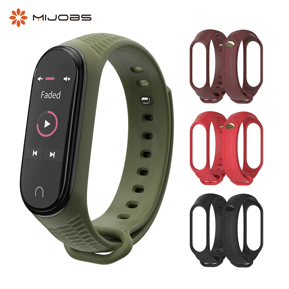 Оригинальный ремешок Mijobs для смарт часов Xiaomi Mi Band 4 силиконовый браслет