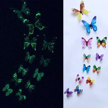 

#50 12pcs Luminous Butterfly Design Decal Art Wall Stickers Room Magnetic Home Decor Glow In The Dark Butterfly Mariposas Decor