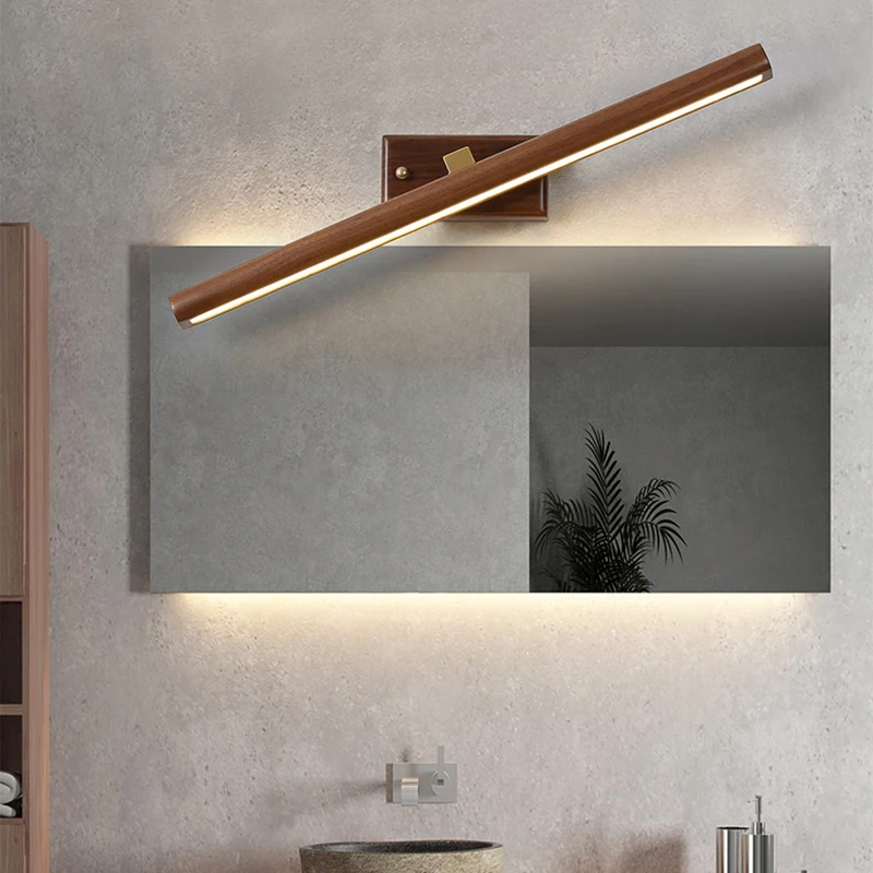 

Nordic modern LED Mirror light wood and copper Rotatable wall lamp indoor home bathroom toilet bedroom living room sconces light