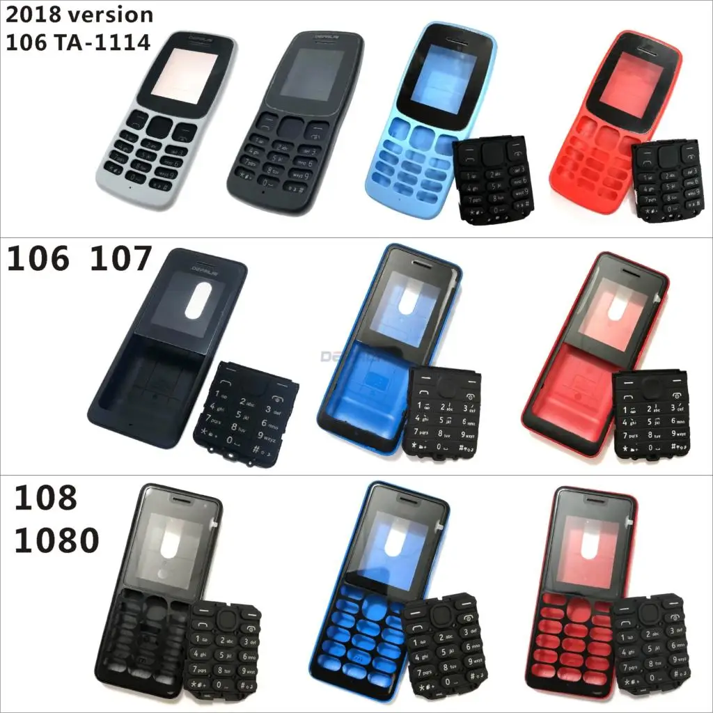Для Nokia 106 TA 1114 2018 107 108 1080 Новый Полный Мобильный телефон корпус облицовочный