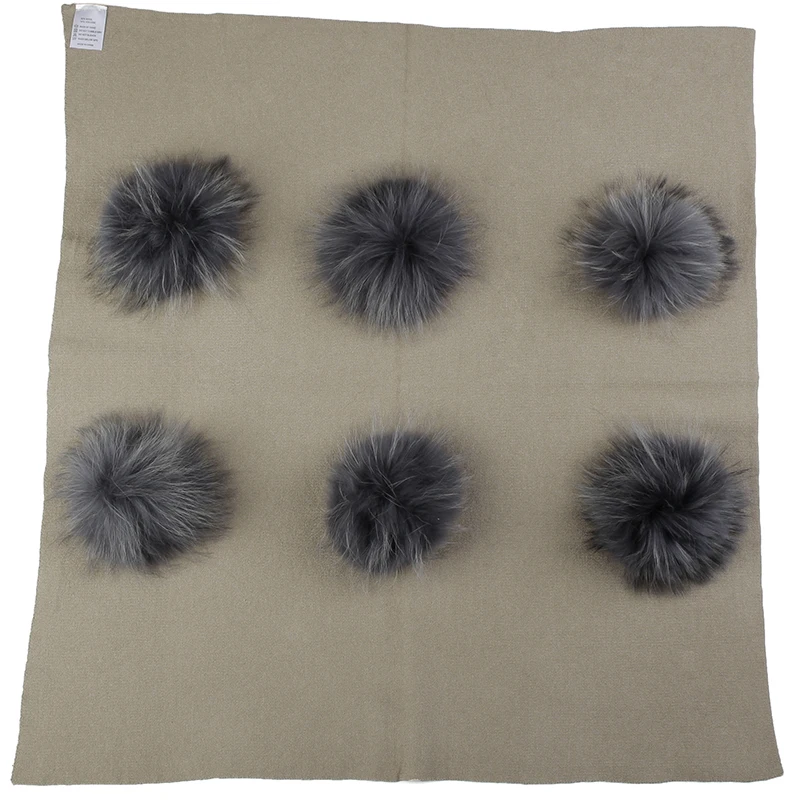 khaki dark gray Очаровательное теплое кашемировое Пеленальное Одеяло для новорожденных и детей постарше, спальное одеяло для путешествий с помпоном из натурального меха 15 см, постельные пеленки - Цвет: khaki dark gray