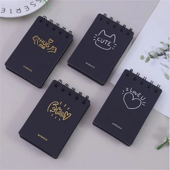 

70Sheets Mini Cute Notebooks Black Paper Gilding Pocket Portable Spiral Notepad Diary Planner School Office Supplies Stationery
