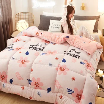 

New Winter Jacquard Polyester Thicken Blanket Winter Comforter Home Bedding Quilt Printed Keep Warm Winter Duvet Cover CF