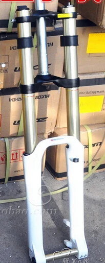 white light gold Вилка из магниевого сплава ZOOM 650DH, 26 дюймов, для горного велосипеда, для спуска на гору, амортизатор, подвеска, вилка 20 мм, ось дискового тормоза, 180 мм, для путешествий - Цвет: white light gold