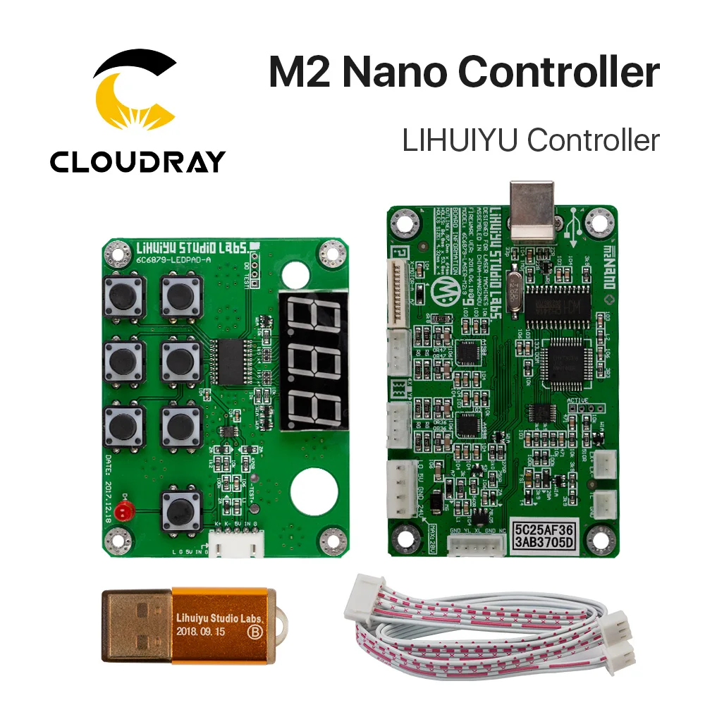 Cloudray LIHUIYU M2 Nano лазерный контроллер материнская основная плата+ панель управления+ ключ B система гравер Резак DIY 3020 3040 K40