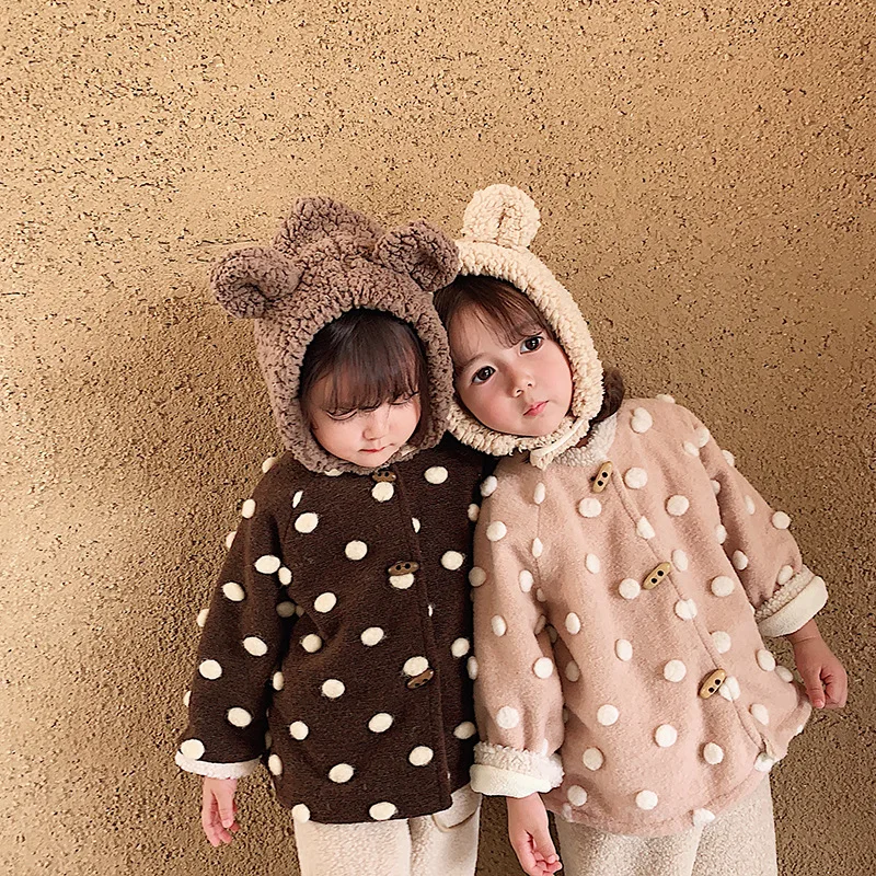 Korean style boys girls fleece thicken coat winter fashion full sleeve kids girls jacket 1-6t