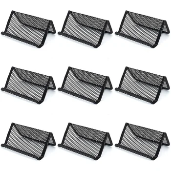 

HOT-9-Pack Business Card Holder for Desks, Metal Mesh Business Card Holder, Business Card Holder, Black