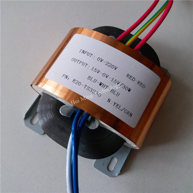 Feito sob Encomenda 30va do Transformador v do Núcleo r do Transformador Duplo 15v-0-15v 1a 15 v 220