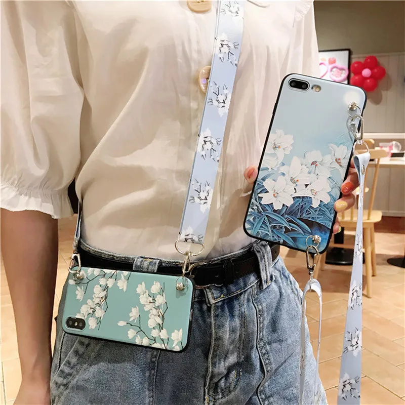 

flower strap tpu case for huawei mate 20 30 10 pro P30 P20 pro lite nova 5i pro 4 3 3i honor 10 20 7A pro Y6 prime 2018 case cov