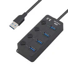 4 Порты и разъёмы usb-хаб 3,0 высокое Скорость 5 Гбит/с USB 3,0 концентратор с переключателем светодиодный Мульти USB разветвитель адаптер для MacBook Pro ноутбук ПК