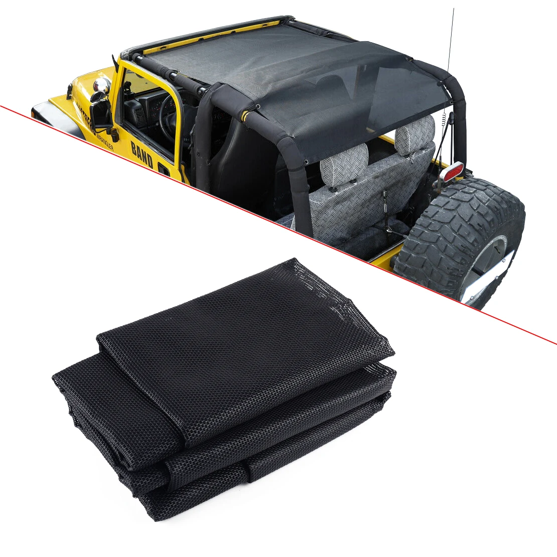 

Mesh Shade Top Cover Sunshade UV Protection Black PVC Fit for Jeep Wrangler TJ 1997 1998 1999 2000 2001 2002 2003 2004 2005 2006