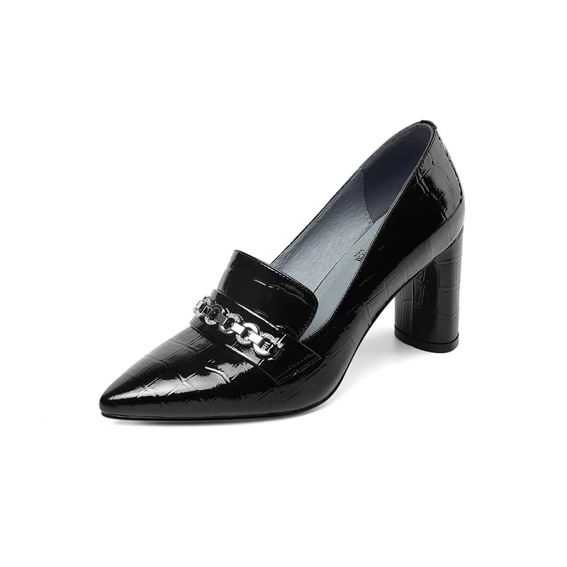 MORAZORA/ г.; Лидер продаж; летние женские туфли-лодочки из натуральной кожи; модельные туфли с острым носком на высоком каблуке; модная женская обувь; большие размеры 33-43 - Цвет: Черный