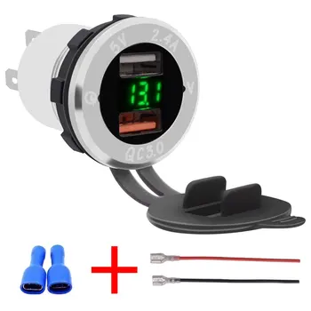 

Universal Car Charger USB Vehicle DC12V-24V Waterproof Dual USB Charger 2 Port Power Socket QC3.0 Fast Charging