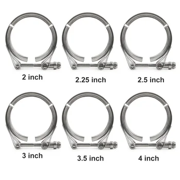 

1 Set Stainless Steel 2/2.25/2.5/3/3.5/4"" V-band Clamps and Exhaust Flange Male/Female Kits for Turbo Exhaust Down Pipe Catback