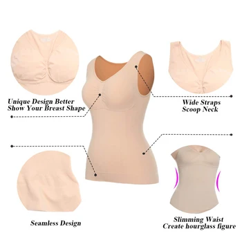 

Joyshaper Tank Tops Seamless Slim Strap Tank Top Camisole for Women Basic Layering Cami Scoop Neck Top Undershirt Tummy Control