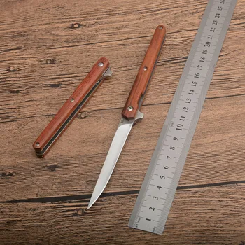 

Folding knife D2(100%) Ebony handle Portable Pen knife Tools Sharp Quick opening Outdoor knife Distribution leather knife cover