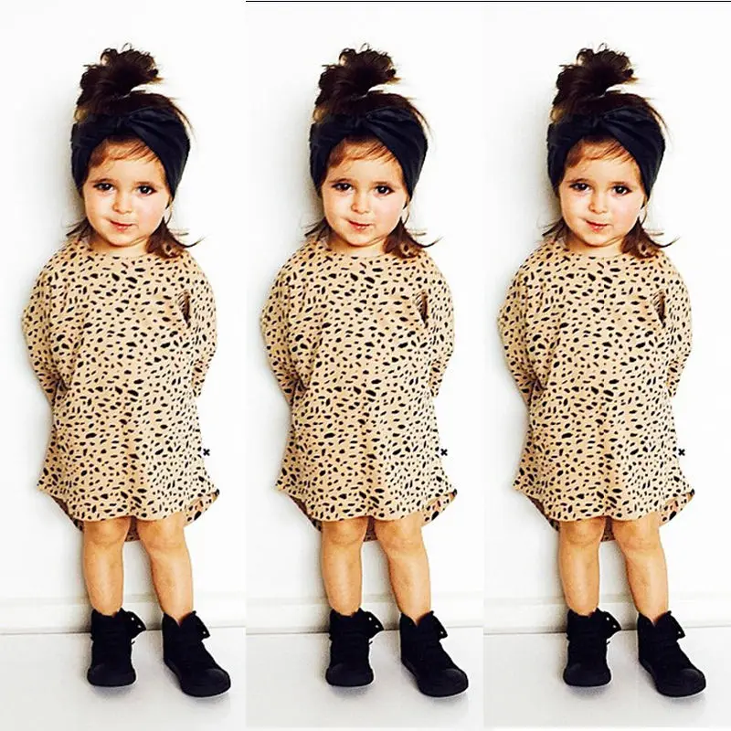 Pudcoco Toddler Kid Baby Girl Leopard Print Dress 0-5Y Clothes Tops Dress Party Dress One-Pieces Clothes