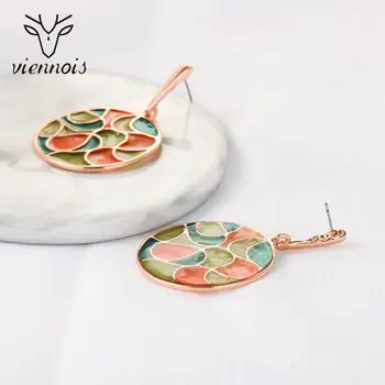 

Viennois Trendy Drop Earrings for Women Rose Gold Plated Colorful Round Dangle Earrings for women Fashion Jewelry