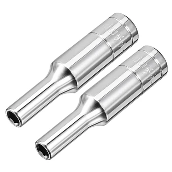 

uxcell 2Pcs 1/4-inch Drive 4mm 6-Point Deep Socket, Cr-V Steel