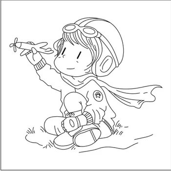 

10x10 Boy is playing airplane Transparent Clear Stamps Silicone Seals for DIY scrapbooking photo album Card Making