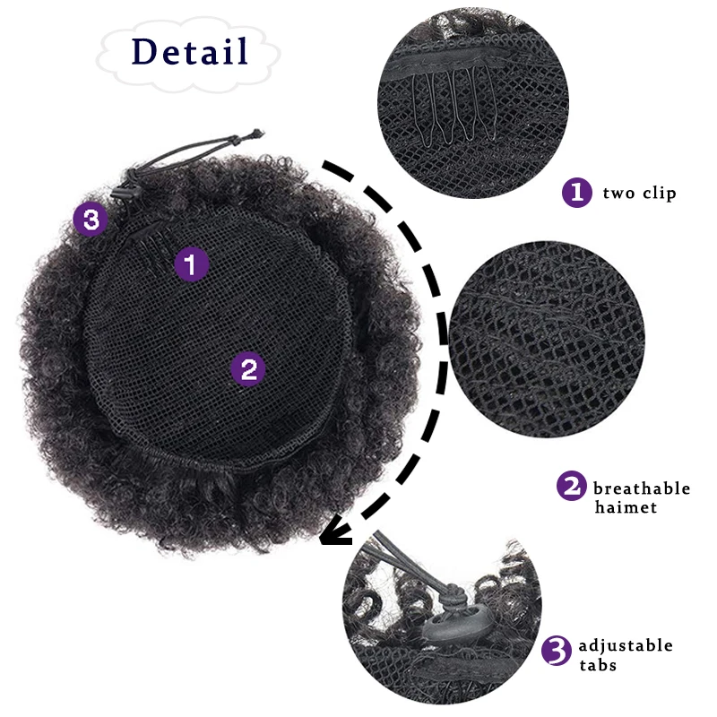 Dianqi Multicolor Chignon Hair Afro Puff Soft Fried Head Elastic Hair Rope Synthetic Bun For Black Woman