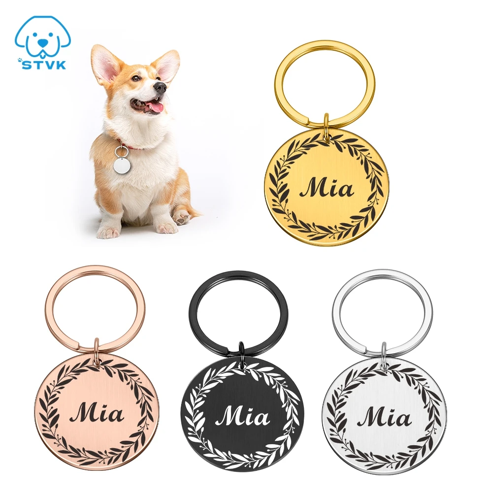 Personalised Pet ID Engraved Tag For Pets Customized pet name collar tag MIA Pet Tag Dog tag for collar Custom stainless steel pendant