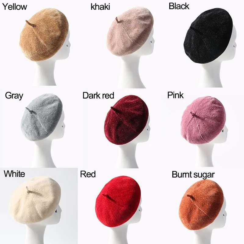 Высокое качество, вязаный шерстяной женский берет, зимняя шапка для девушек, модная женская одноцветная шляпа для банкета в британском стиле оптом
