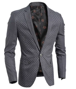 

2020 Men Boutique Printed Delicacy Small Suit Men Korean-style Slim Fit Suit Dots Coat