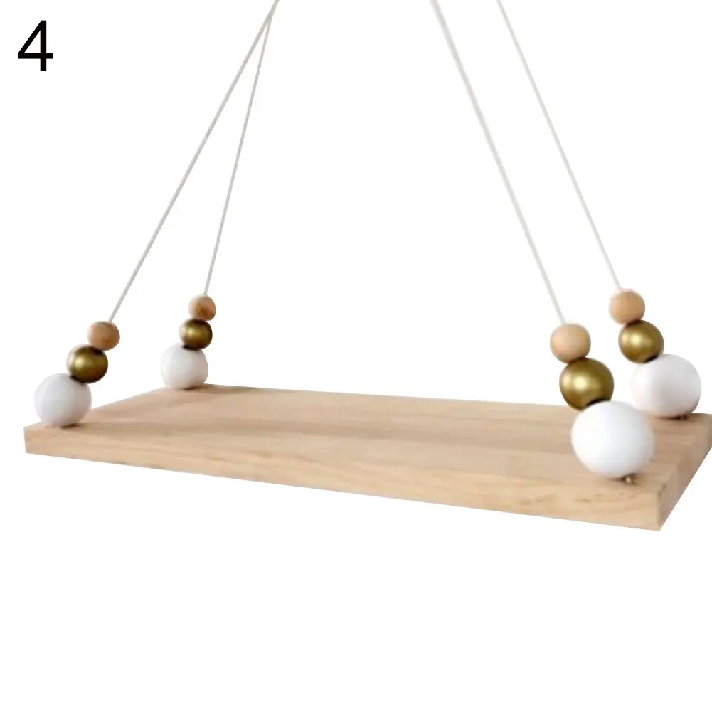 Wall Hanging Decoration Rack Wooden Board Beads Tassel Storage Shelf Holder Bedroom Wedding Backdrop Home Wall Hanging Decor