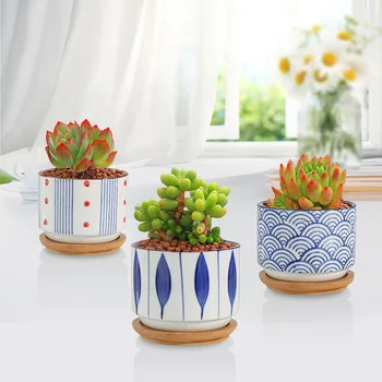 

3Pcs/Set Japanese Style Ceramic Flower Pot Succulent Plant Pot Nordic Planter Office Desktop Bonsai Home Garden Decoration