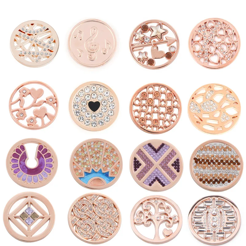 

Somsoar Jewelry clearance sale Rose Gold 33mm Disc Coin fit Large Coin Holder Frame Pendant