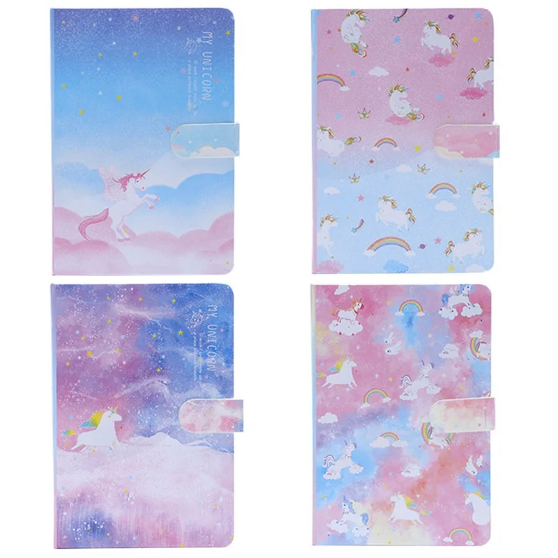 1pcs Unicorn Print Cover Pocket Notebook With Magnetic Buckle Notepad Office School Stationery Supplies