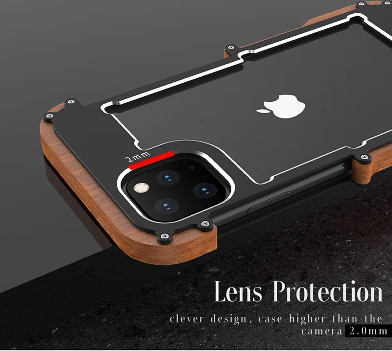 R-JUST тонкий деревянный чехол для телефона iPhone 11 Pro Max X XR XS максимальный чехол Металлическая задняя крышка ударопрочный чехол для iPhone 6 6S 7 8 Plus 5 5S SE Деревянный чехол для телефона