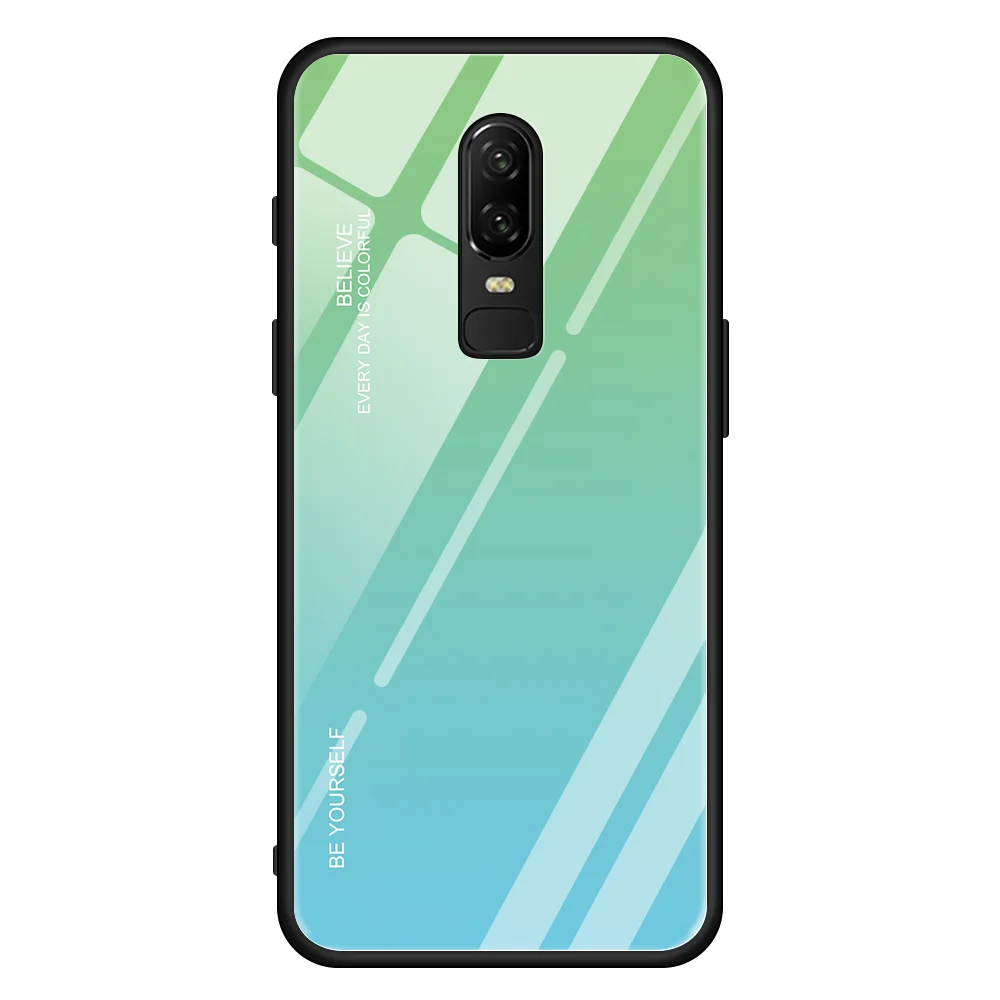 06 Защитный кожух для телефона в виде ракушки для Oneplus 6 градиентный чехол из закаленного стекла для One Plus 5 5T 6T Fundas - Цвет: 06