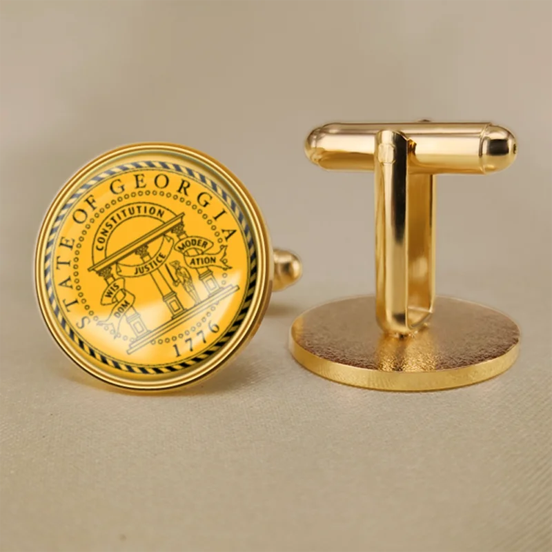 

Seal of Georgia State of United States of America Map Flag Cufflinks