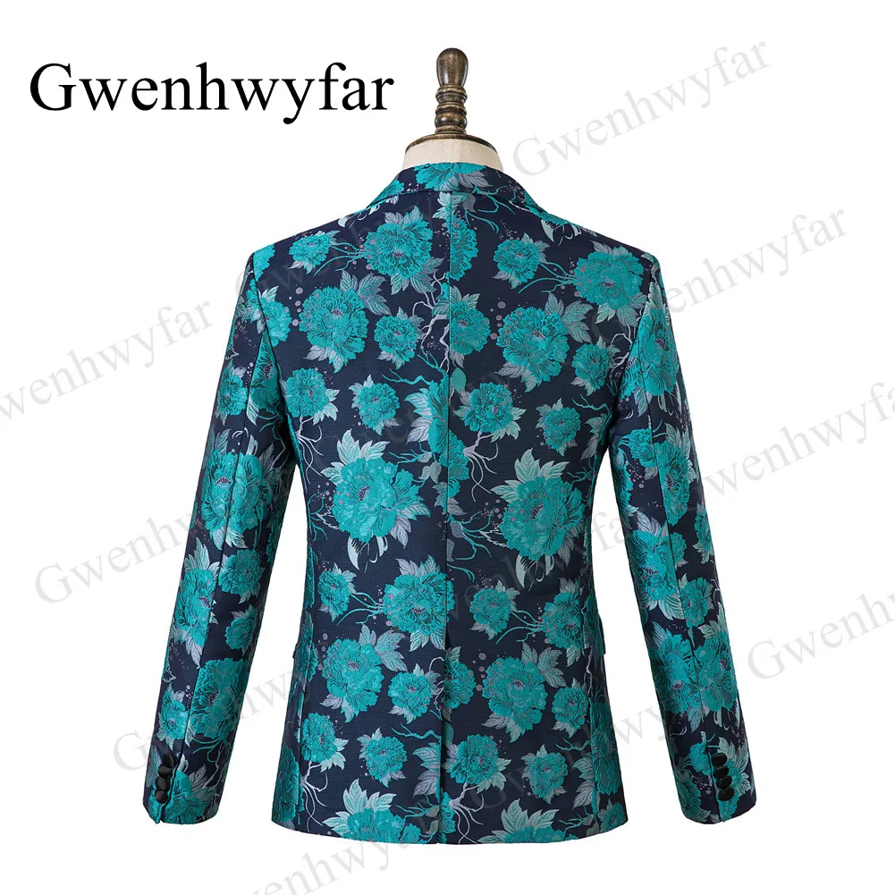 Gwenhwyfar, итальянский дизайн, 3 предмета, деловой мужской костюм, пиковые лацканы, цветочный пиджак,, приталенный, для вечеринки, выпускного, смокинг, Блейзер, жилет, брюки
