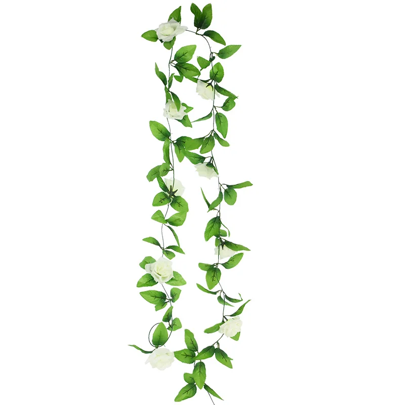 240 см/94 дюйма шелковые искусственные розы цветы гирлянда из ротанга лоза с зелеными листьями для дома свадебная АРКА Декор подвесная настенная гирлянда - Цвет: B12