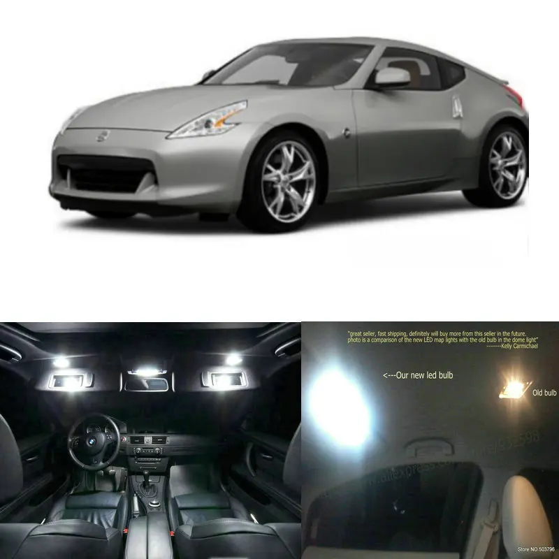 

LED Interior Car Lights For Nissan 370z room dome map reading foot door lamp error free 9pc