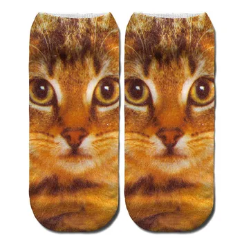 

Women 3D Novelty Cartoon Crazy Funny Cat Ankle Socks Cute Colorful Cartoon Cat Boat Sock Happy Loose Low women sock Ulzzang